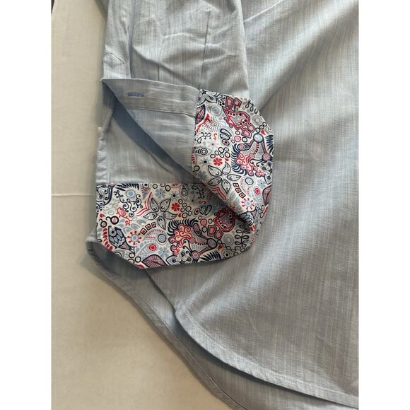 Tailorbyrd Collection Button Shirt Blue w/floral accent Cuff XL Long Sleeve - Picture 4 of 12